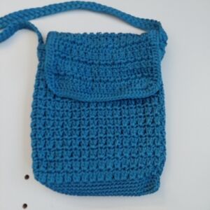 Blue Crochet Shoulder Bag